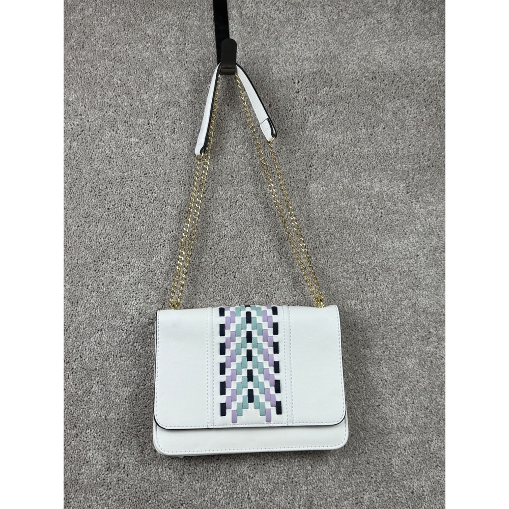 Gianni Bini White Crossbody Bag Gold Chain Strap Designer Purse